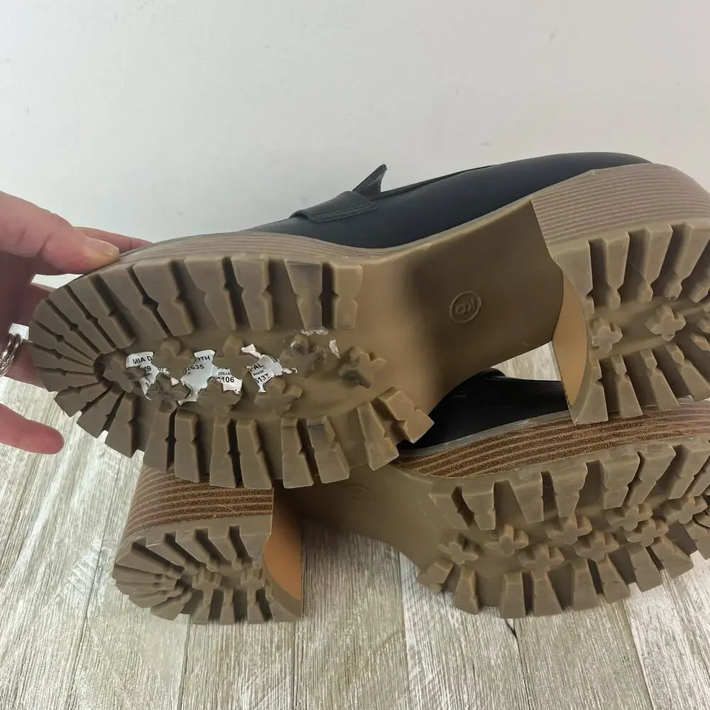 MIA Dahlia Shoes Chunky Platform Loafers 9 Black Dark Academia Goth Lug Sole